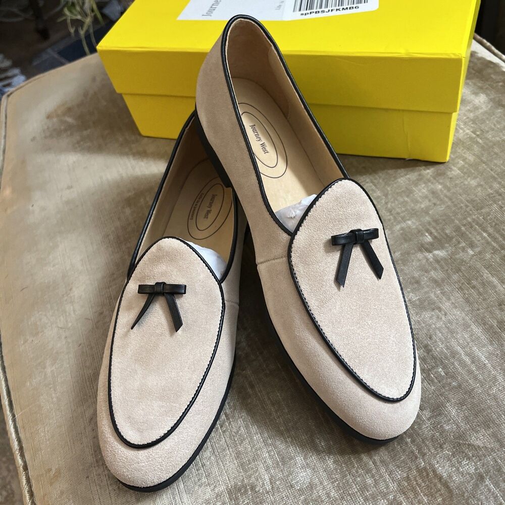 New Box Journey West Womens Beige Suede Loafers Flats Sz 10 Slip On Dress Shoes
